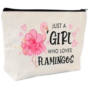 Just a Girl Who Loves Flamingos Canvas Makeup Bag NEW